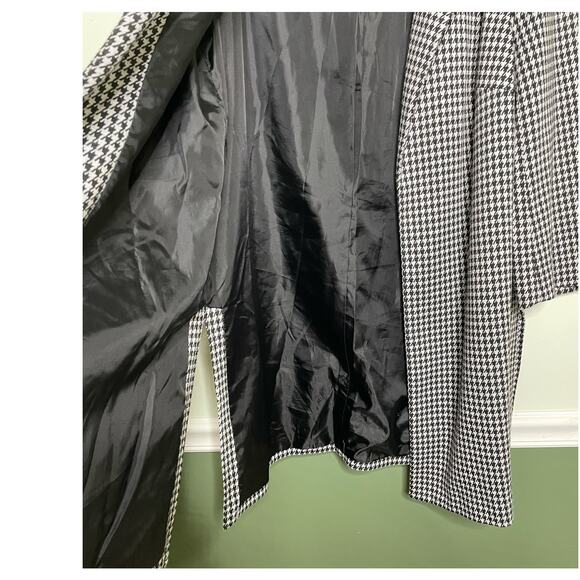Nine West Open Front Houndstooth Lapel Blazer Jacket Black White Womens Large - Picture 6 of 11